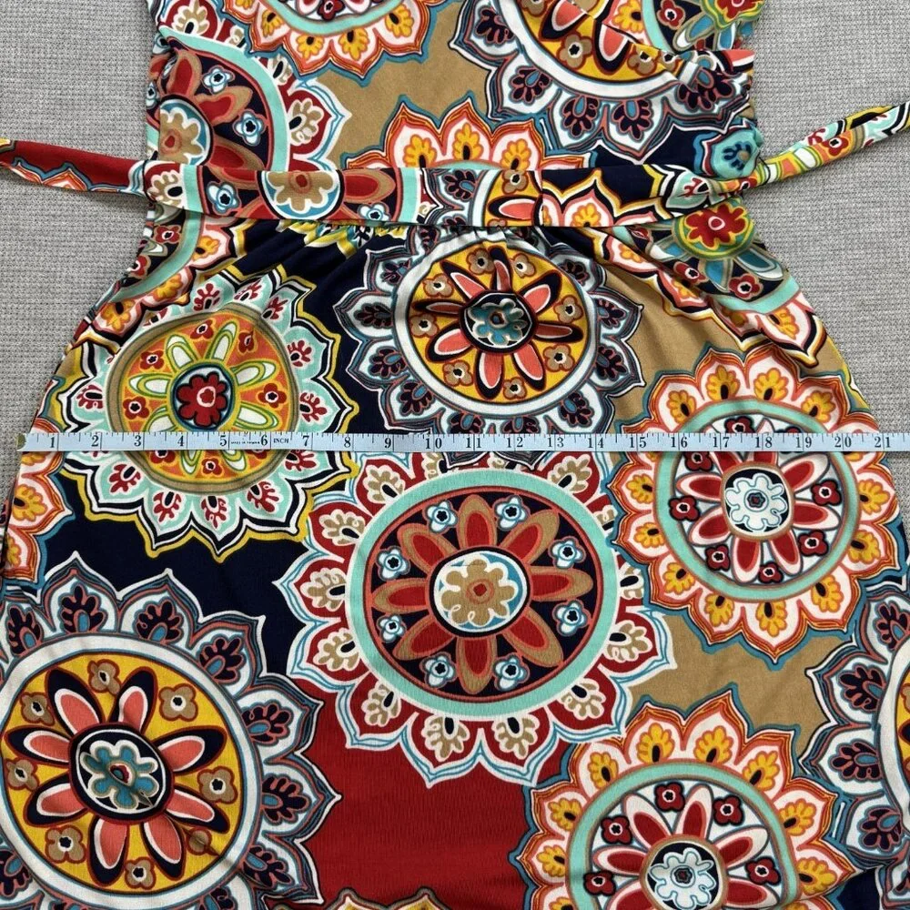 Zattcas Womens Size L Multicolor Mandala Print Sleeveless Belted Maxi Dress Boho - Picture 10 of 12
